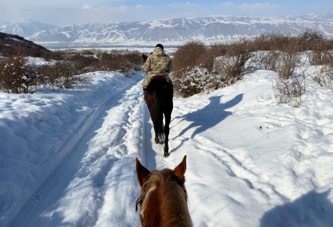 冬の雪原乗馬をたっぷり